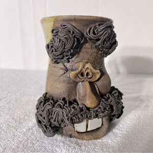 Vintage Ugly Face Ceramic Stoneware Pottery Mug